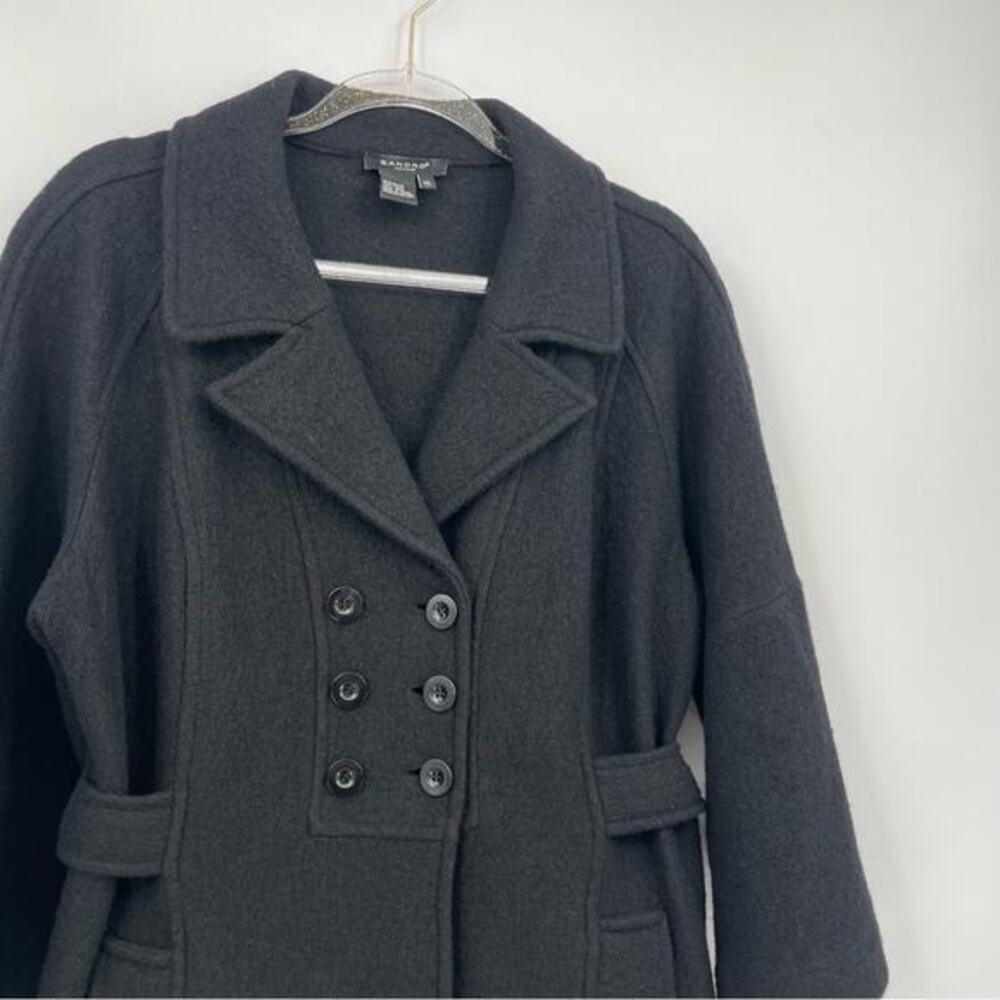 Sandro 100%‎ Wool Double Breasted Bell Sleeve Pea Coat Size XL - Picture 3 of 11